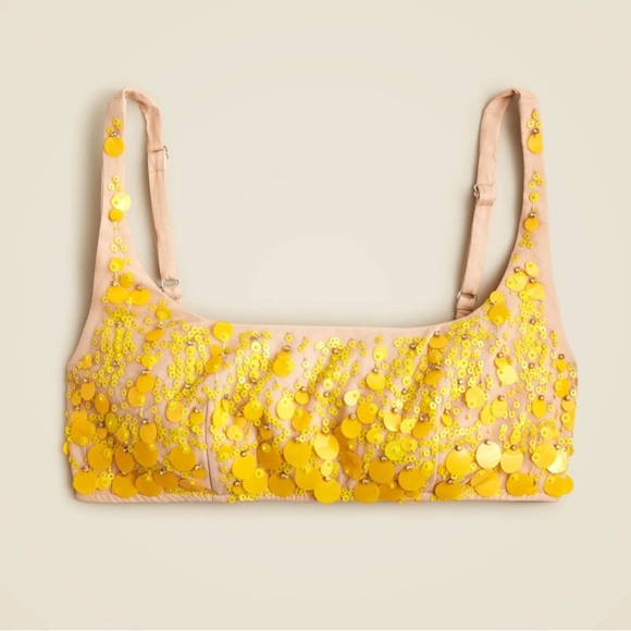 J Crew Collection sequin-embellished‎ bra top Size 14 Yellow - Picture 7 of 7